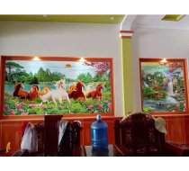 thi công tranh dán tường 3D phong thủy chủ đề mã đáo thành công ở bà rịa vũng tàu
