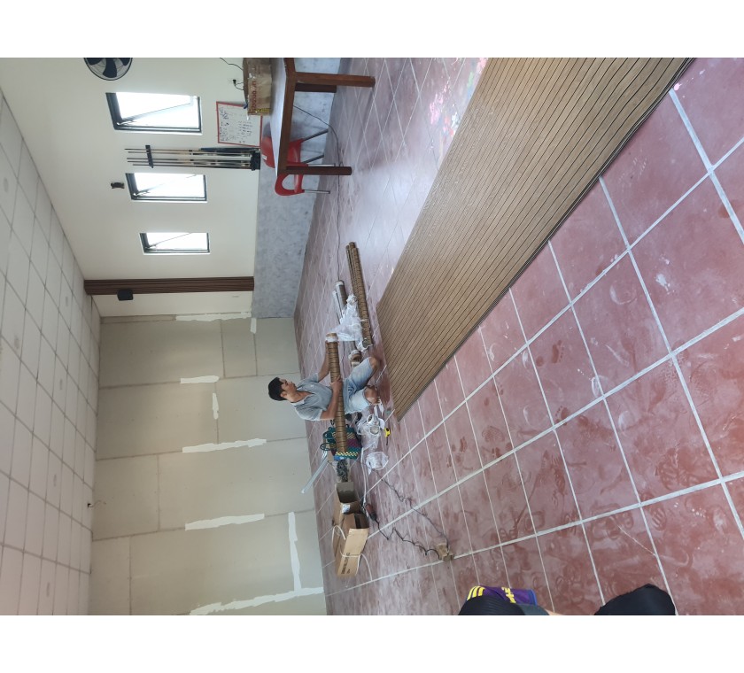 Thi công giấy dán tường giả gỗ dạng lam sóng giá rẻ ở vũng tàu