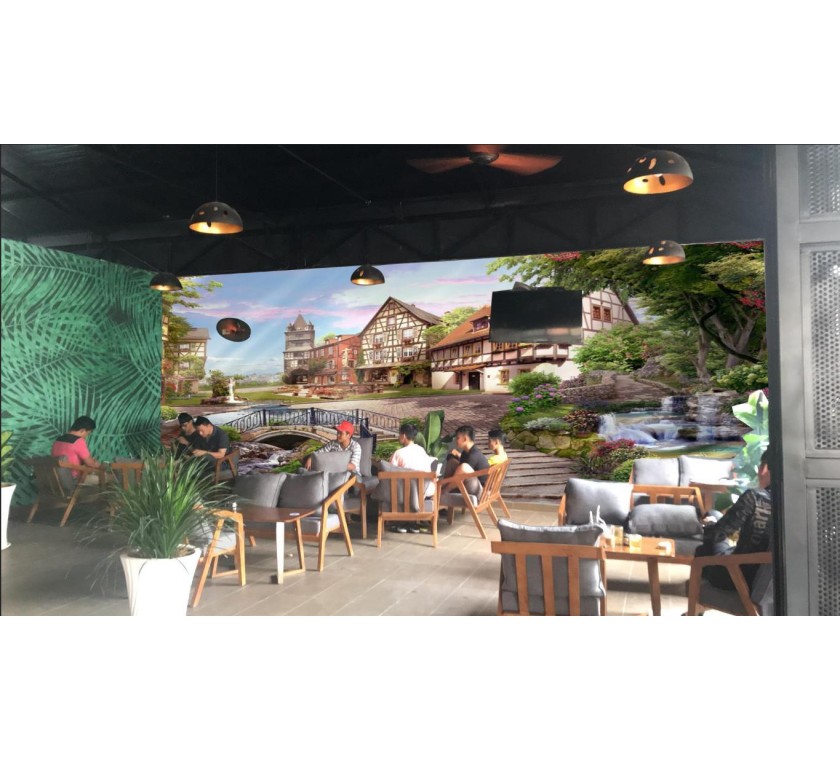 thi công tranh dán tường phong cảnh cho quán cafe Bean - Mỹ Xuân, Tân Thành, Bà Rịa Vũng Tàu