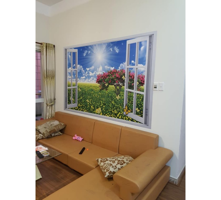 thi công tranh dán tường cho chị khách CC Seaview 1, phường 10, vt