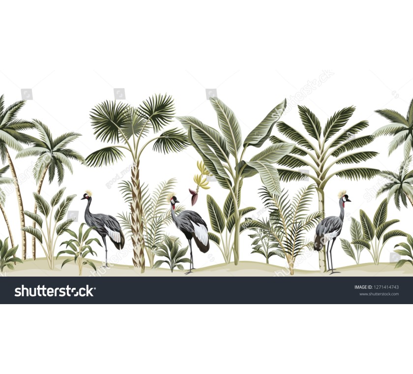 stock-vector-tropical-vintage-botanical-landscape-palm-tree-banana-tree-plant-crane-bird-floral-seamless-1271414743