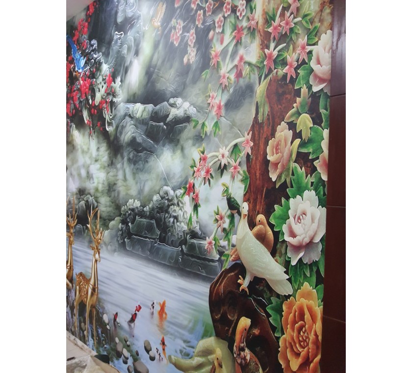 thi công tranh dán tường 3D cho gd nhà Sếp tại Long Điền, Bà Rịa