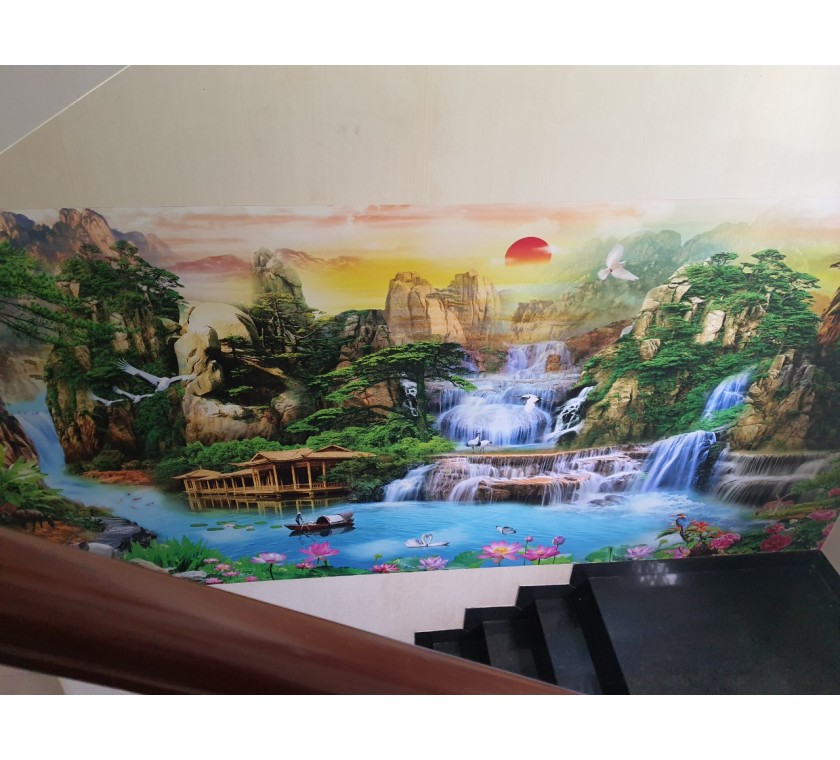 thi công tranh dán tường 3D cho gd nhà Sếp tại Long Điền, Bà Rịa