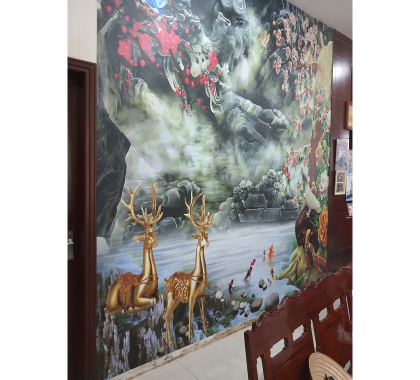 thi công tranh dán tường 3D cho gd nhà Sếp tại Long Điền, Bà Rịa
