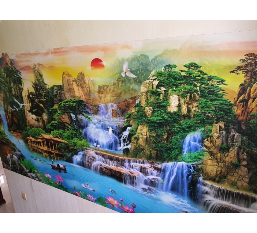 thi công tranh dán tường 3D cho gd nhà Sếp tại Long Điền, Bà Rịa