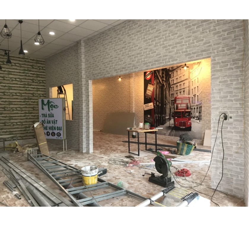 Thi công giấy dán tường Hàn Quốc cho quán cafe ở Bà Rịa Vũng Tàu