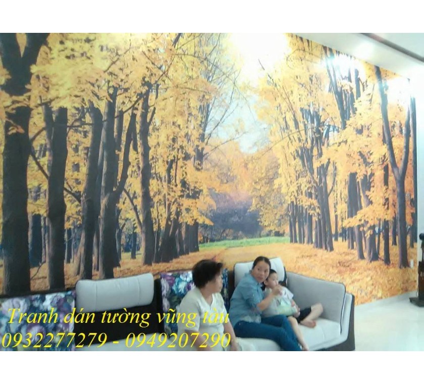thi công tranh dán tường nhà a Lực tại vũng tàu, tranh dán tường vũng tàu 
