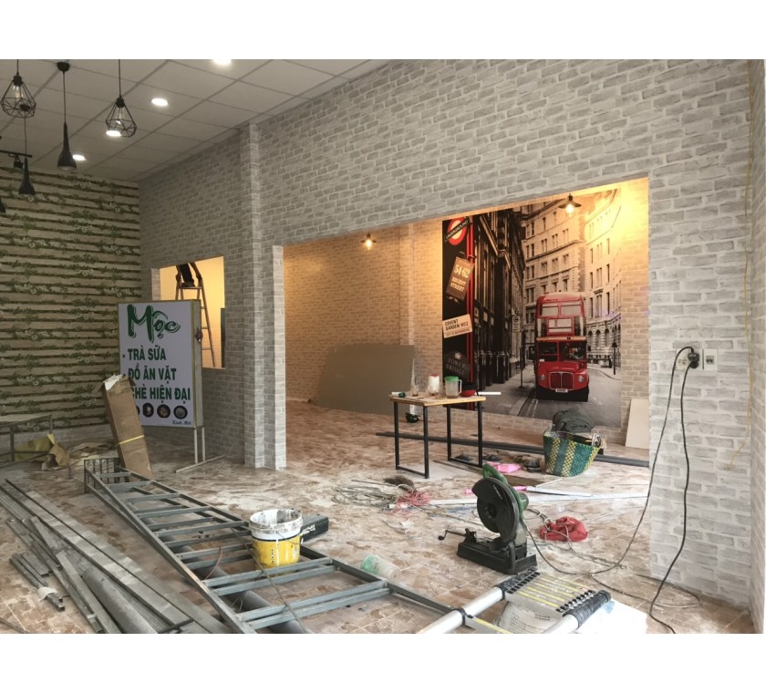 thi công giấy dán tường cho quán cafe - Hắc Dịch - Phú Mỹ - Tân Thành